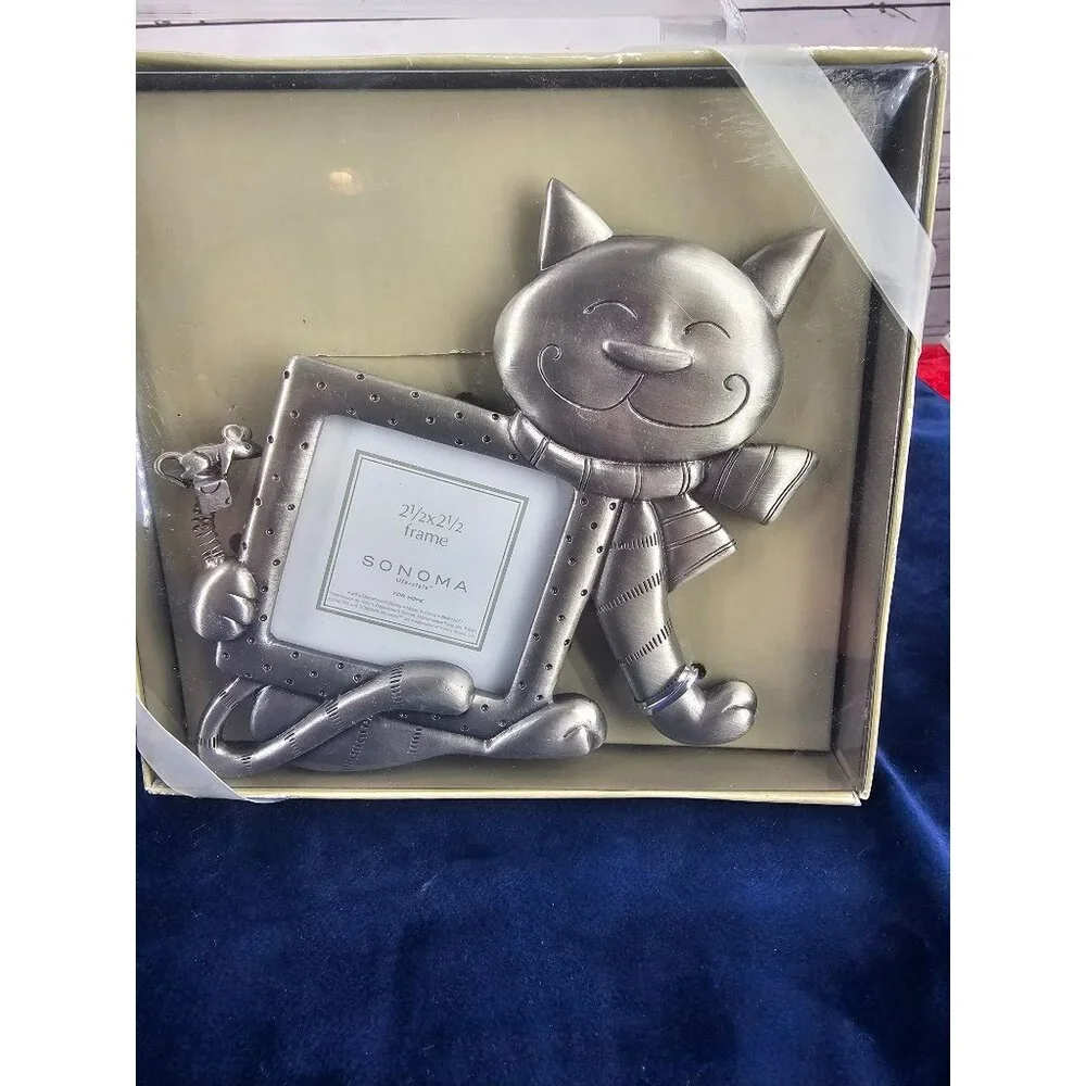 Silver Kitty Frame-Cat Frame-Photo Frame-Sonoma Photo Frame-Mouse- Picture Frame